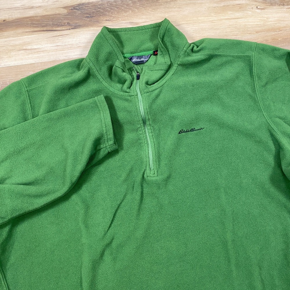 Eddie Bauer Fleece Pullover Men 3XL Gorpcore Polyester Quarter Zip Green Relaxed